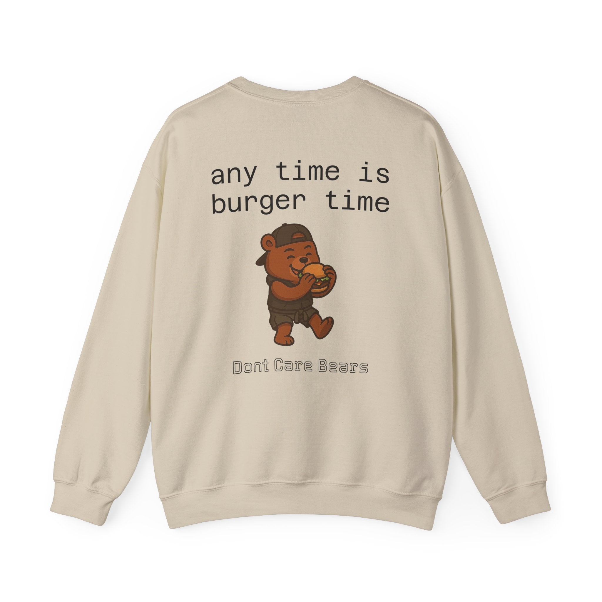 Don’t Care Bears – “Burger Time” Unisex Crewneck Sweatshirt, Funny Heavy Blend™ Pullover for Food Lovers & Casual Wear